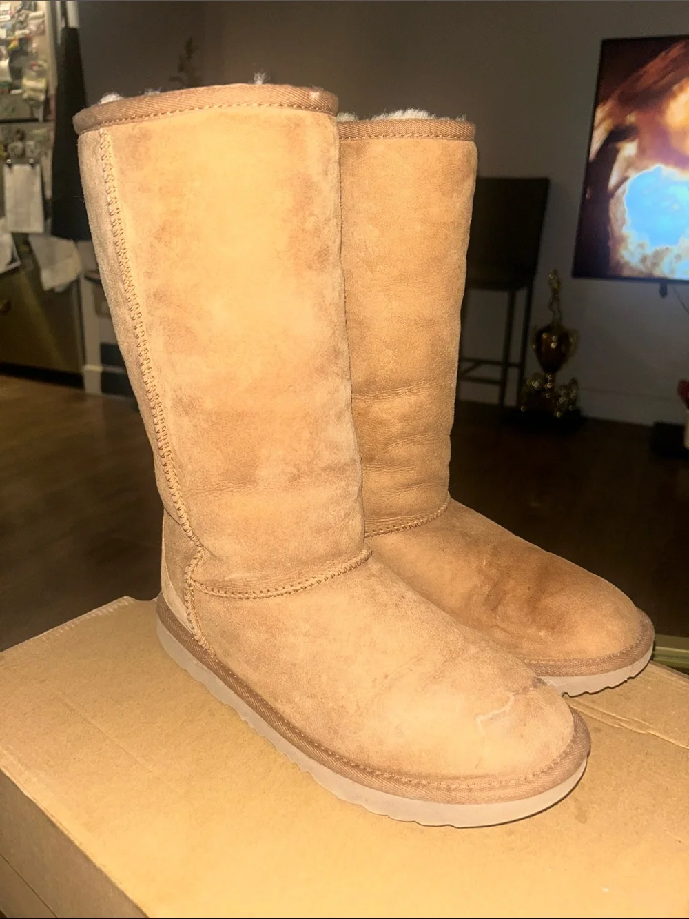 UGG Tall Shearling-Lined Suede Boots - Chestnut Tan